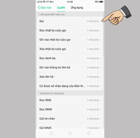 Vào quyền hoặc app